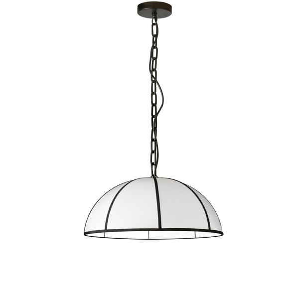 Dainolite 1lt Incandescent Pendant, Mb W/ Wh Shade & Bk Trim - PTO-201P-MB-BW