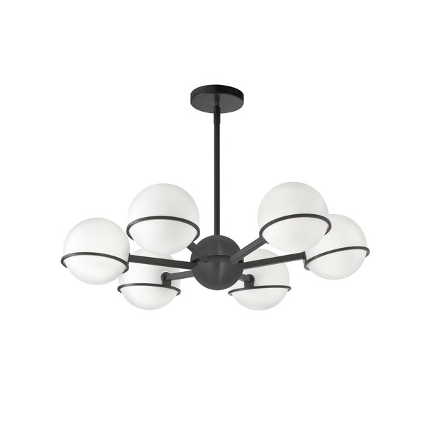 Dainolite 6lt Halogen Chandelier, Mb With Wh Opal Glass - SOF-286C-MB