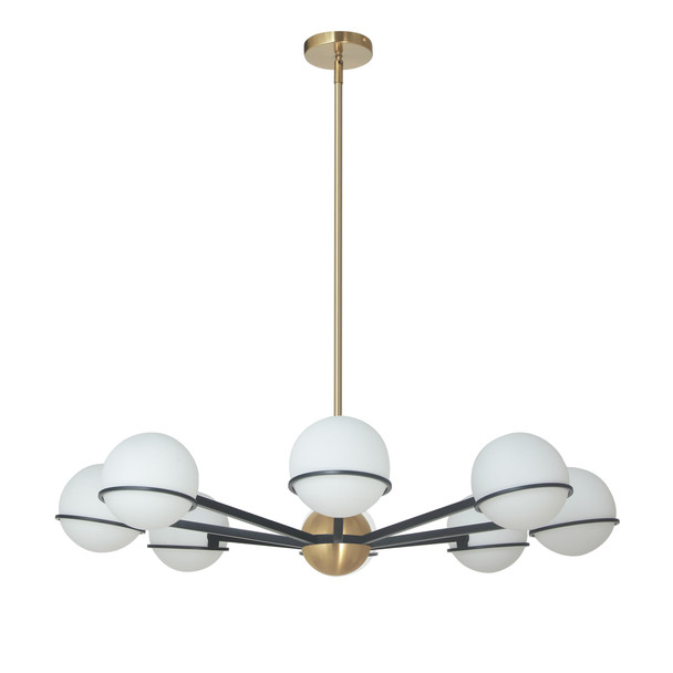 Dainolite 8lt Halogen Chandelier, Mb/agb With Wh Opal Glass - SOF-388C-MB-AGB
