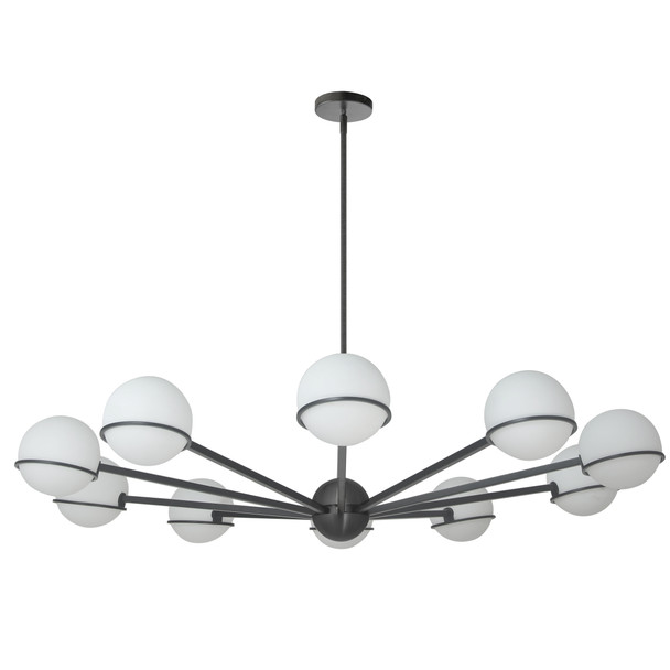 Dainolite 10lt Halogen Chandelier, Mb With Wh Opal Glass - SOF-5010C-MB