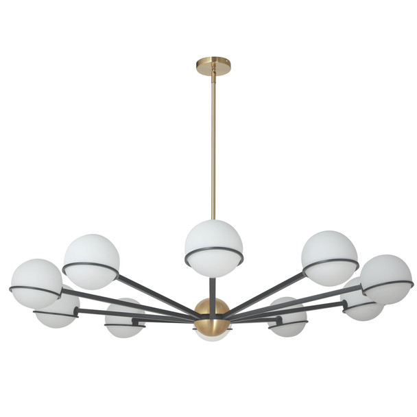 Dainolite 10lt Halogen Chandelier, Mb/agb With Wh Opal Glass - SOF-5010C-MB-AGB