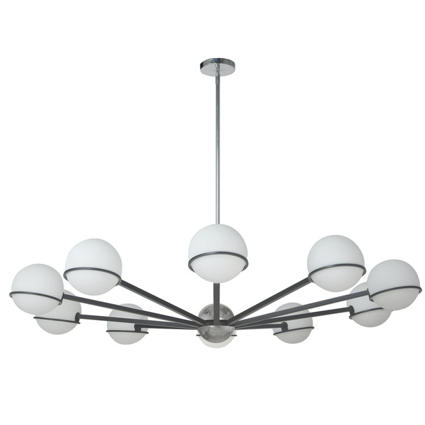 Dainolite 10lt Halogen Chandelier, Mb/pc With Wh Opal Glass - SOF-5010C-MB-PC