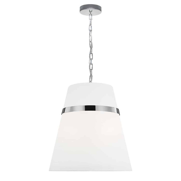 Dainolite 3lt Pendant,  Pc W/ Wh Shade - SYM-183P-PC-WH