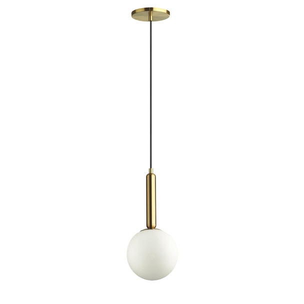 Dainolite 1lt Incandescent Pendant,  Agb W/ Wh Glass - TAR-61P-AGB-WH