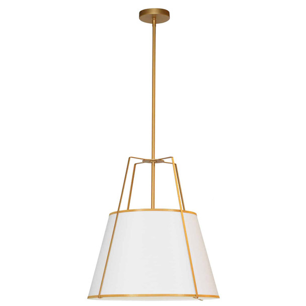 Dainolite 3lt Trapezoid Pendant, Gld With Wh Shade - TRA-331P-GLD-WH