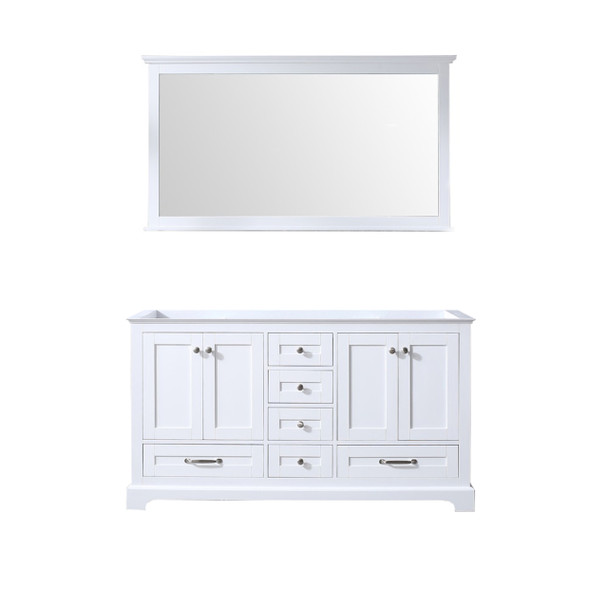 Dukes 60" White Double Vanity, No Top And 58" Mirror