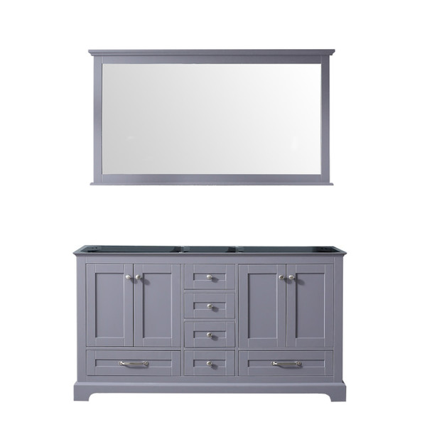 Dukes 60" Dark Grey Double Vanity, No Top And 58" Mirror