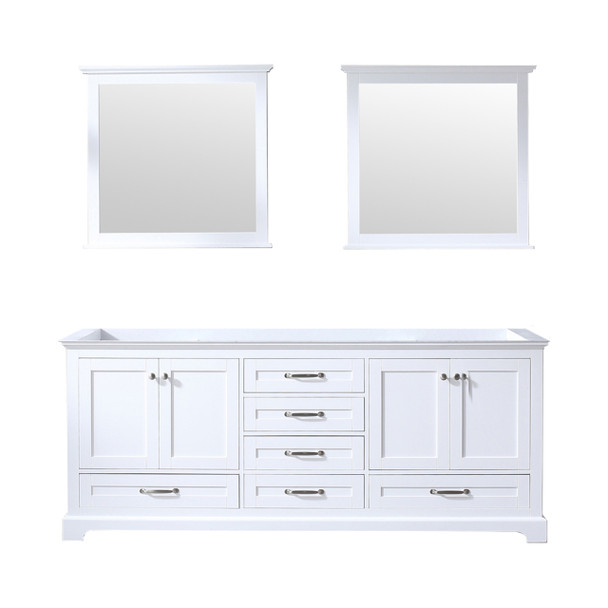 Dukes 80" White Double Vanity, No Top And 30" Mirrors