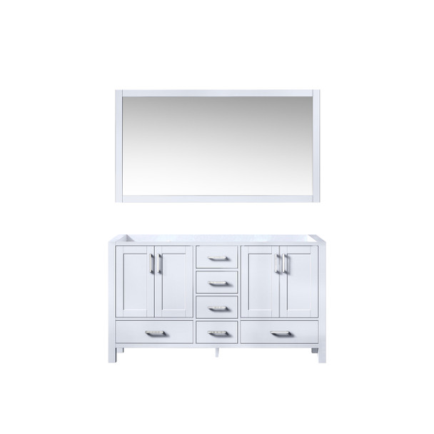 Jacques 60" White Double Vanity, No Top And 58" Mirror