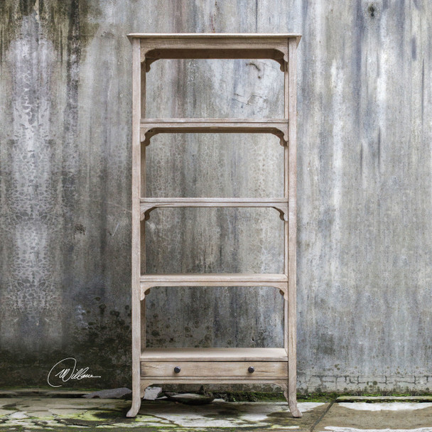 Uttermost Bridgely Aged White Etagere