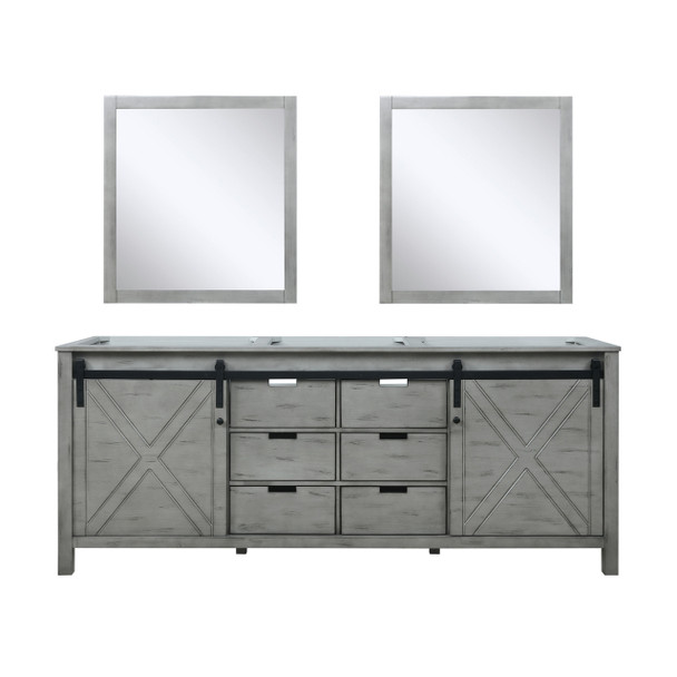 Marsyas 80" Ash Grey Double Vanity, No Top And 30" Mirrors