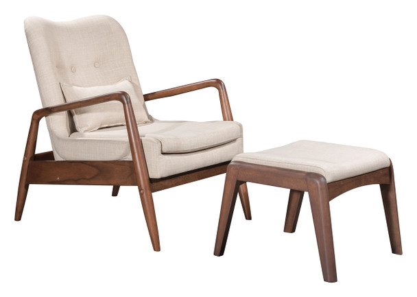 Bully Lounge Chair & Ottoman Beige