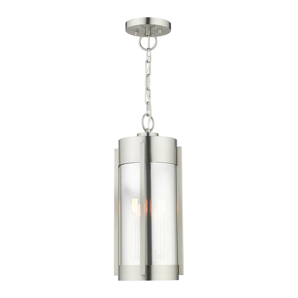 Livex Lighting 2 Lt Brushed Nickel Outdoor Pendant Lantern - 22385-91