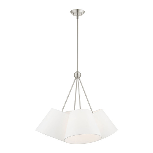 Livex Lighting 4 Lt Brushed Nickel Shaded Chandelier - 40564-91