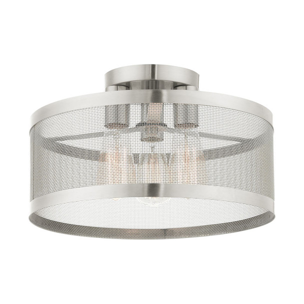 Livex Lighting 3 Lt Brushed Nickel Semi Flush Mount - 46218-91