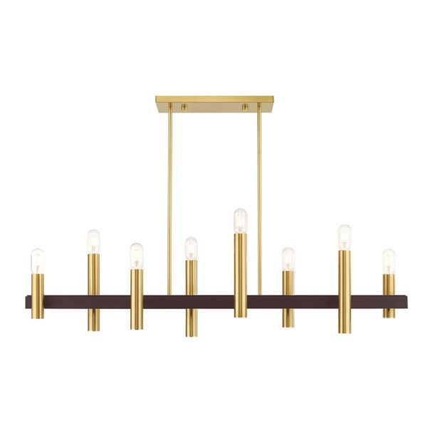 Livex Lighting 8 Lt Satin Brass & Bronze Linear Chandelier - 46868-12