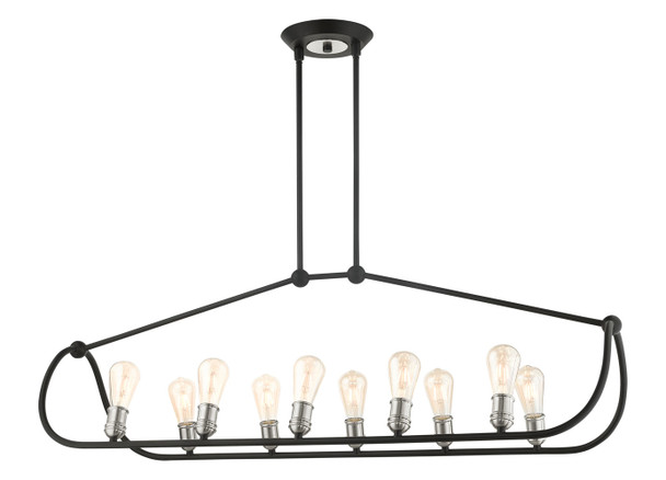 Livex Lighting 10 Lt Textured Black With Brushed Nickel Accents Linear Chandelier - 49738-14