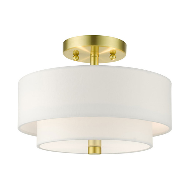 Livex Lighting 2 Lt Satin Brass Semi Flush - 51042-12