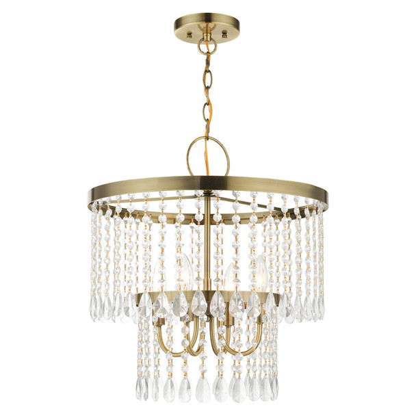 Livex Lighting 4 Lt Antique Brass Pendant Chandelier - 51064-01