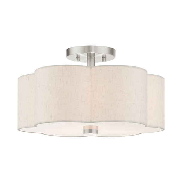 Livex Lighting 3 Lt Brushed Nickel Semi Flush - 58063-91