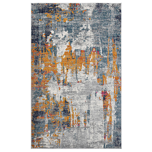 Amer Rugs Montana Joanna MON-10 Orange/Blue Power-Loomed Area Rugs