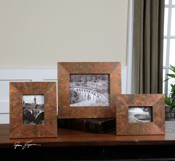 Uttermost Ambrosia Copper Photo Frames S/3