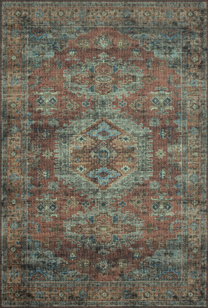 Loloi II Skye Sky-07 Terracotta / Sky Power Loomed Area Rugs