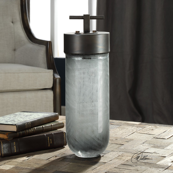 Uttermost Virika Etched Gray Glass Jar