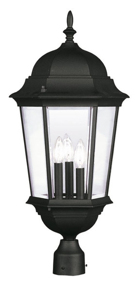 Livex Lighting 3 Light Black Outdoor Post Lantern - 7568-04