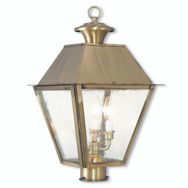 Livex Lighting 3 Light Antique Brass Post-top Lanterm - 2169-01