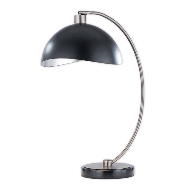 Nova of California Luna Bella 24" Table Lamp In Antique Nickel With Hand Applied Silver-leafed Shade With Dimmer Switch