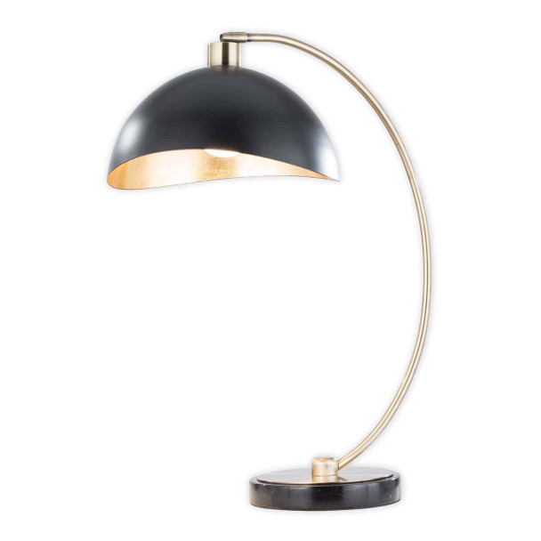 Nova of California Luna Bella 24" Table Lamp In Weathered Brass And Matte Black/gold Leaf Shade With Dimmer Switch