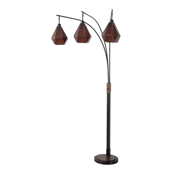 Nova of California Artifact 86" Natural Mica 3 Light Arc Lamp In Espresso Bronze With Dimmer Switch 3-Light