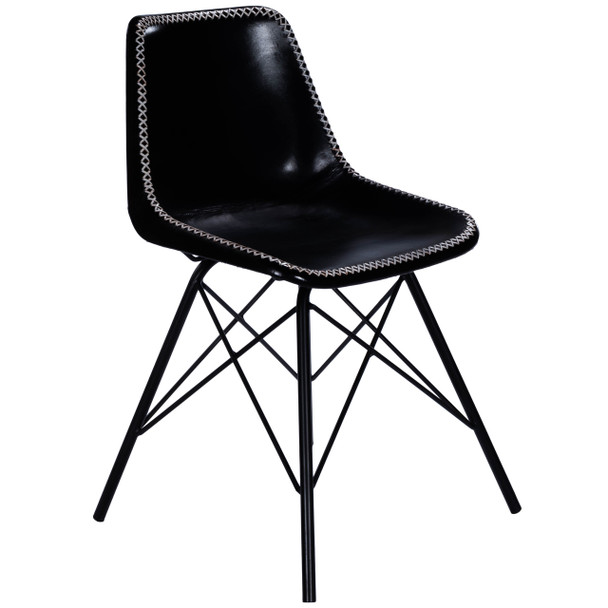 Inland Black Leather Side Chair