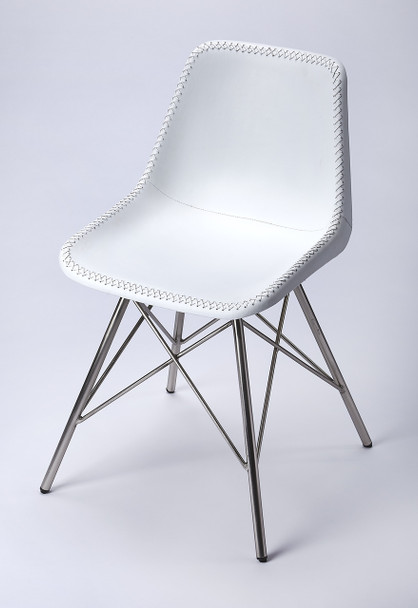 Inland White Leather Side Chair