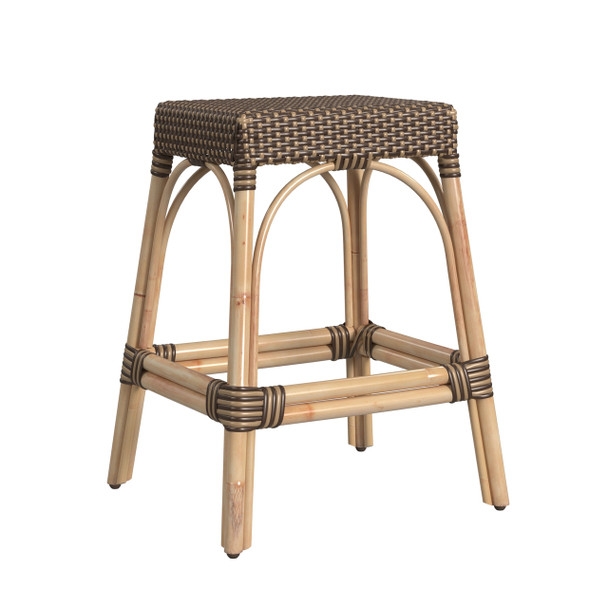 Robias 24.5" Brown Rectangular Rattan Counter Stool