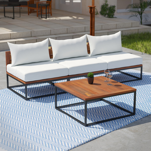 Taradale Outdoor Coffee Table And Modular Sofa Set – 2pc