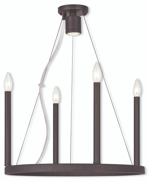 Livex Lighting 4 Light + 1 Light Bronze Chandelier - 40244-07