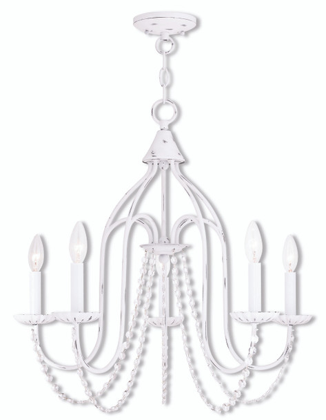 Livex Lighting 5 Light Antique White Chandelier - 40795-60