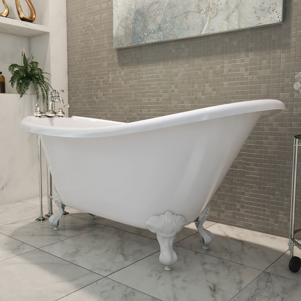 Dreamline Atlantic 61 In. L X 28 In. H Acrylic Freestanding Bathtub With White Finish BTAC6228FFXXF00