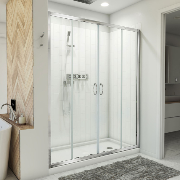 Dreamline Visions 32 In. D X 60 In. W X 78 3/4 In. H Sliding Shower Door, Base, And Wall Kit - D2116032X