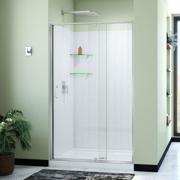 Dreamline Flex 36 In. D X 48 In. W X 78 3/4 In. H Pivot Shower Door, Base, And Wall Kit - D2224836X