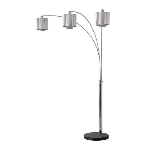 Nova of California Marilyn 90" 3 Light Arc Lamp In Polished Chrome And Mylar/crystal Shades With Rotary Switch 3-Light