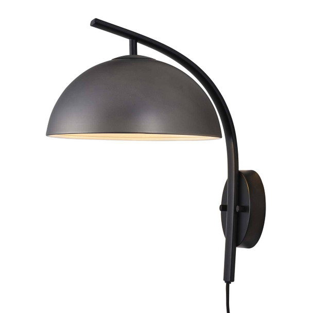 Nova of California Domus 15" Plug-in Contemporary Sconce In Gunmetal And Matte Black With On/off Switch For Bedroom Livingroom Hallway Brass 1-Light