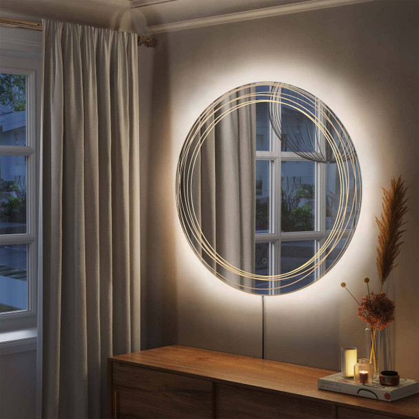 Nova of California Round, Mojave Led Mirror, Chrome  36”