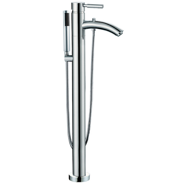 Taron Modern-style Bathroom Tub Filler Faucet (floor-mounted) In Polished Chrome