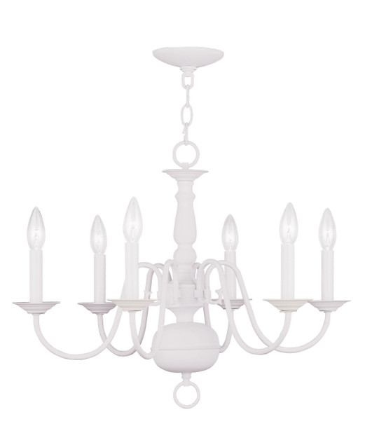 Livex Lighting 6 Light White Chandelier - 5006-03