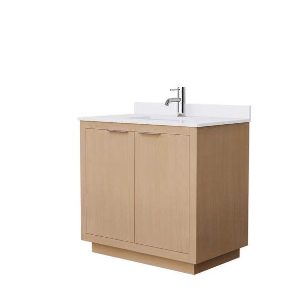Maroni 36 Inch Single Bathroom Vanity In Light Straw, White Cultured Marble Countertop, Undermount Square Sink