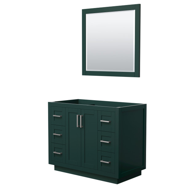 Miranda 42 Inch Single Bathroom Vanity In Green, No Countertop, No Sink, Brushed Nickel Trim, 34 Inch Mirror