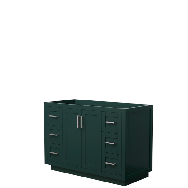 Miranda 48 Inch Single Bathroom Vanity In Green, No Countertop, No Sink, Brushed Nickel Trim